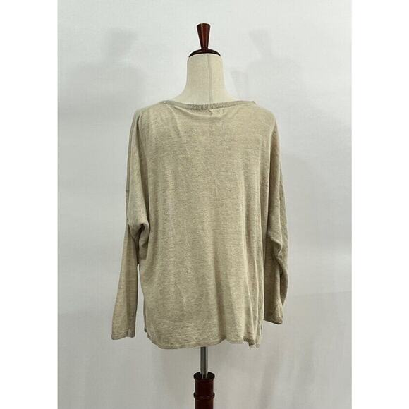 MEGBYDESIGN Sz L Large Beige 100% Linen Button Front Cardigan Sweater - Picture 4 of 8